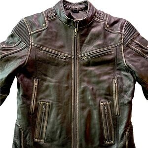 Women’s Leather motorcycle jacket. Size Large. Black distressed.